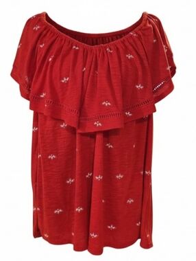 Ava & Viv Red Boho Peasant Top 1X